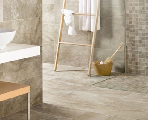 A tiled bathroom