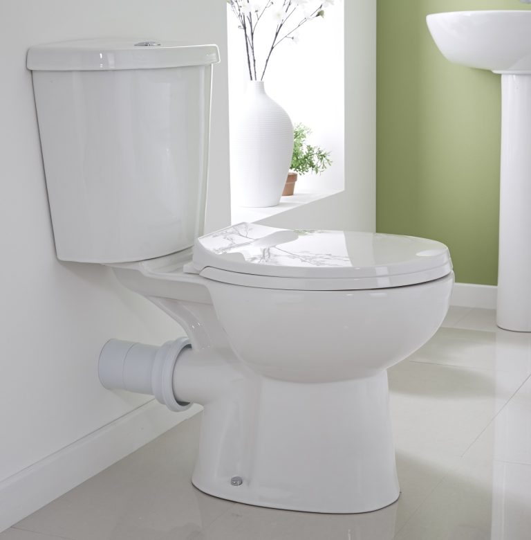 modern close coupled toilet side view