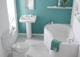 modern bathroom suite with vintage styling