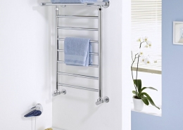 heated towel rail with shelf