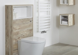 light oak WC unit with back to wall toilet