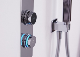 digital shower control with blue light