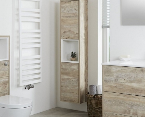 light oak tall wall mounted storage unit