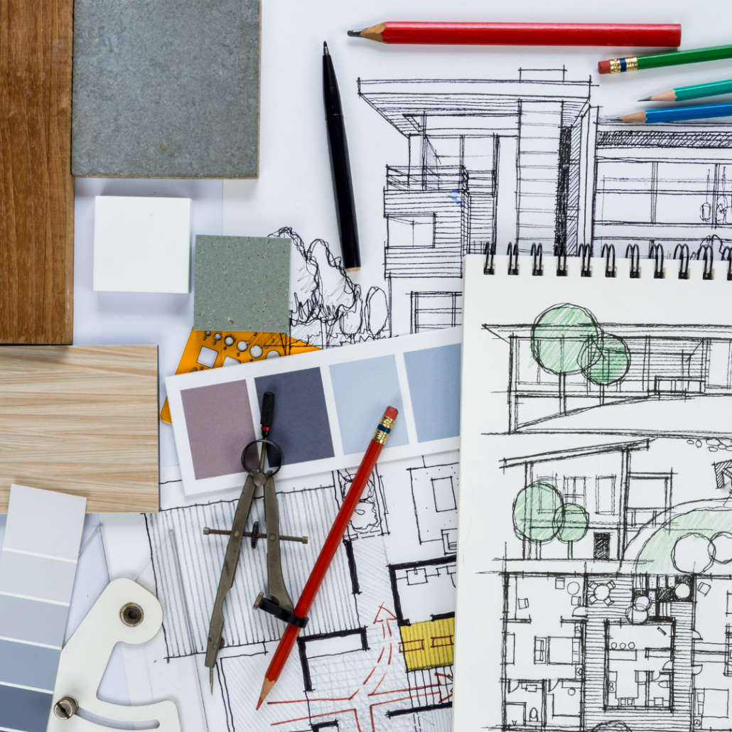 paper and planning tools for a home renovation