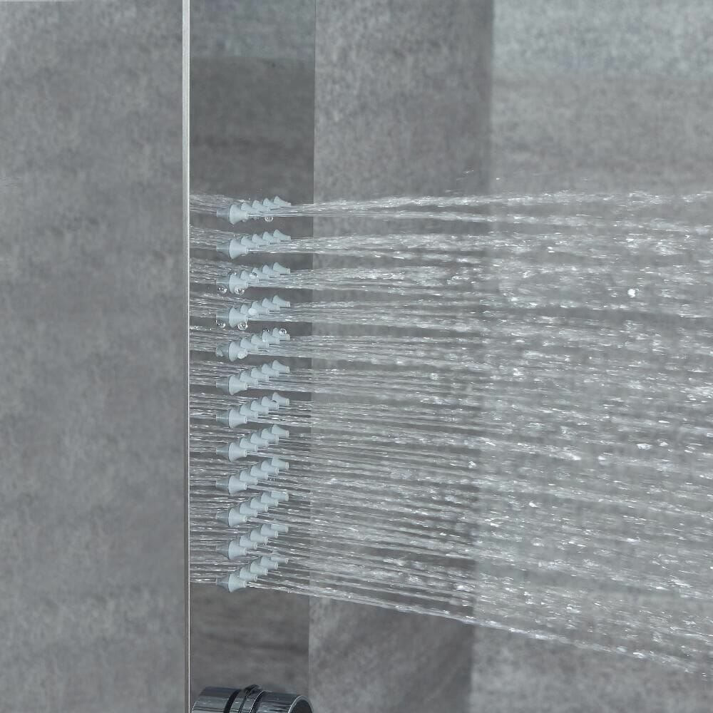 a close up of water jets spraying water