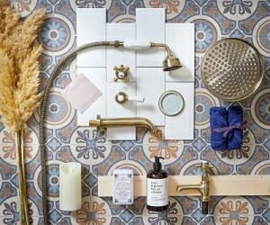 Gold collection scandi bathroom flat lay