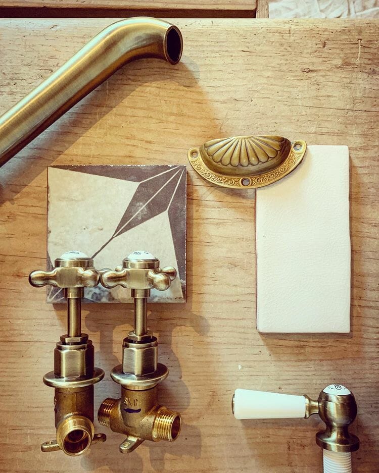 Mood board of bathroom