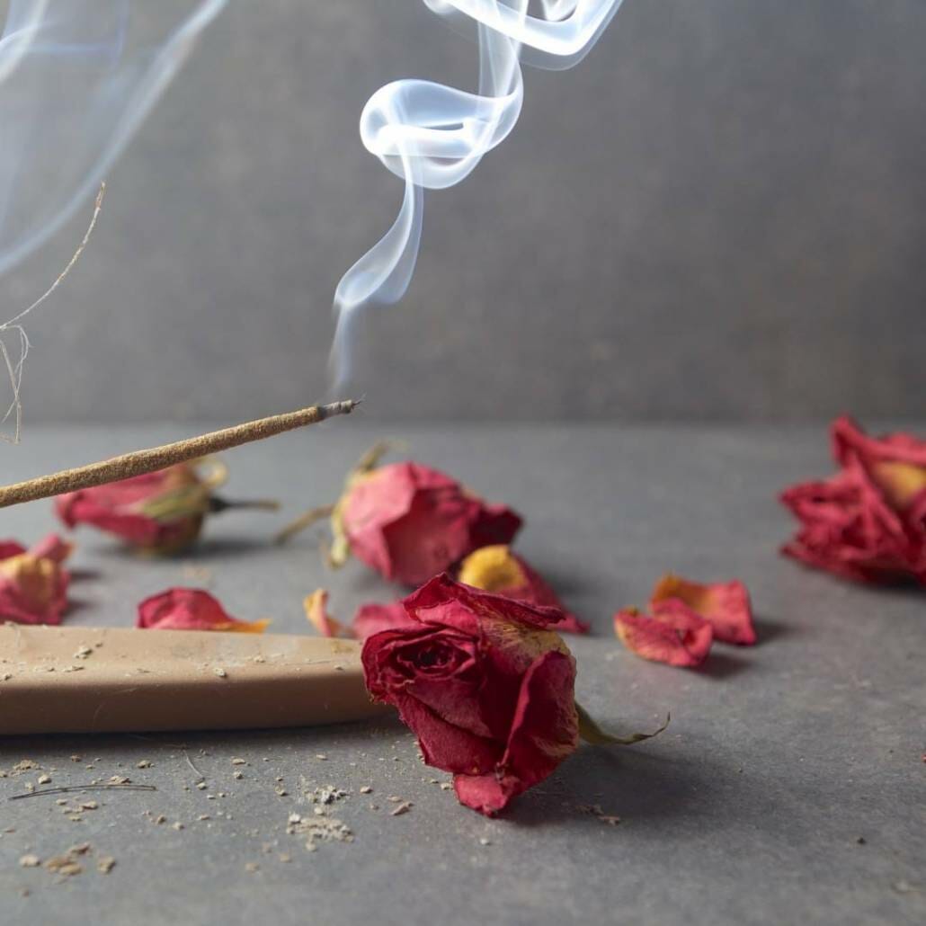 a jos stick burning at the end and making a bathroom smell nice