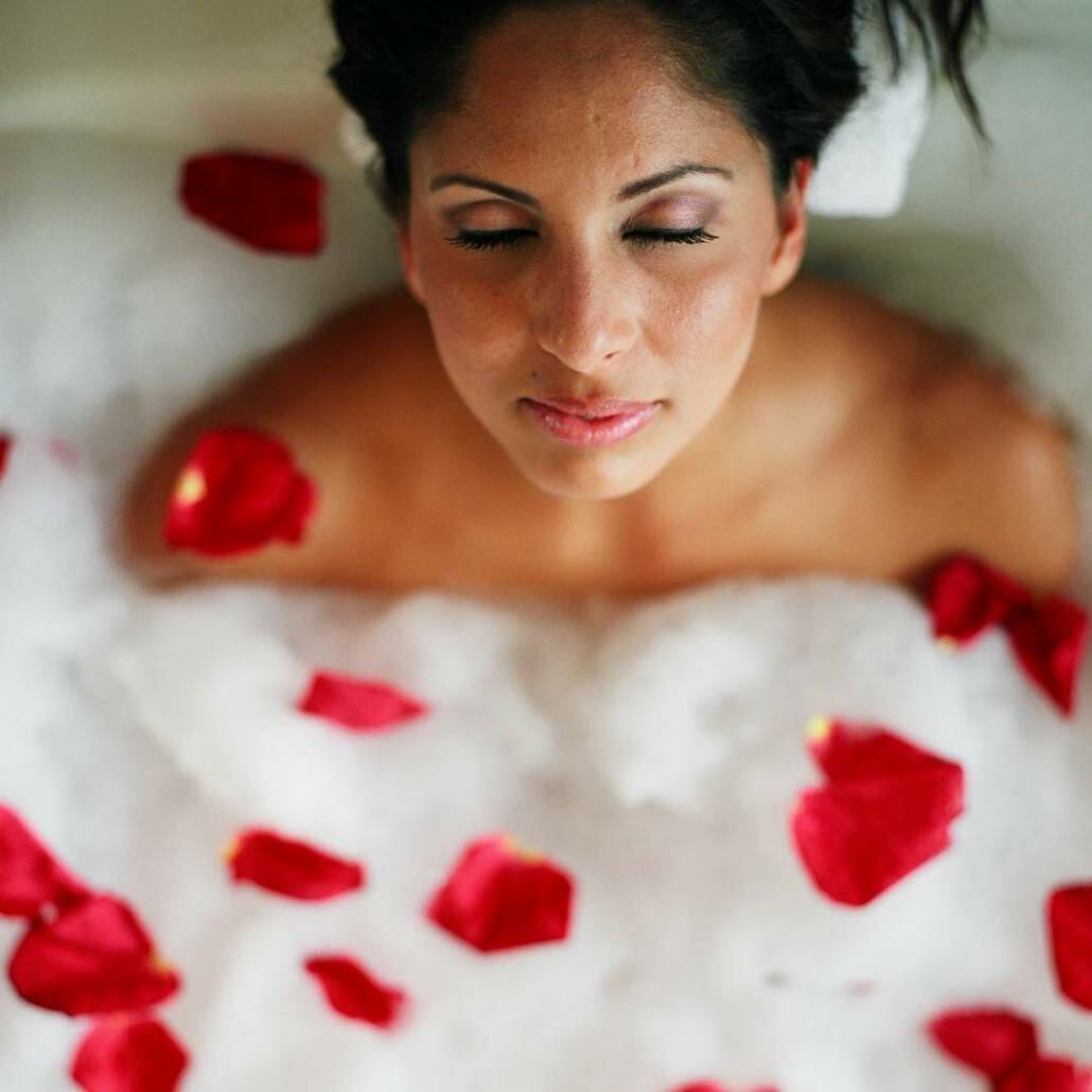 Lady in bubble bath