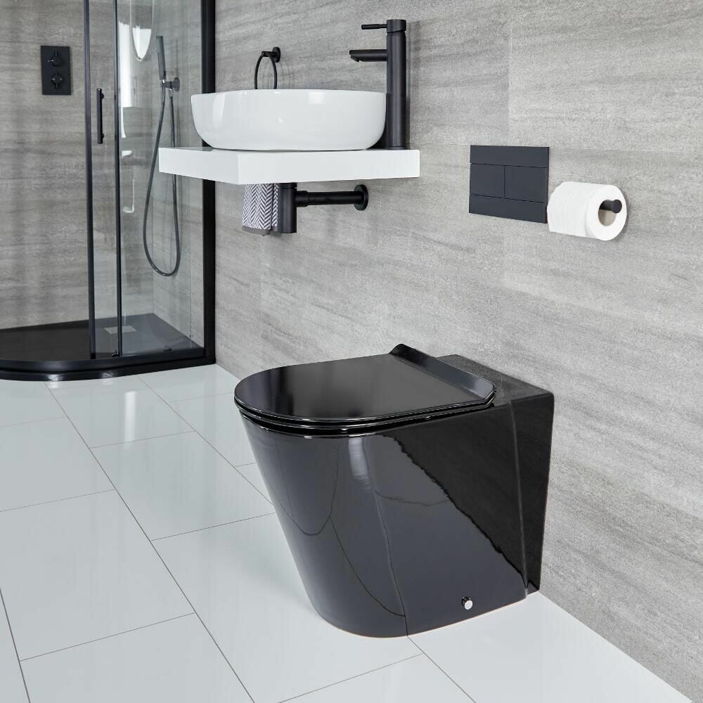 Milano Nero round back to wall toilet