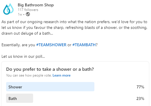 #TEAMSHOWER vs #TEAMBATH poll