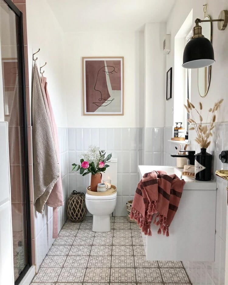 a rustic bathroom space