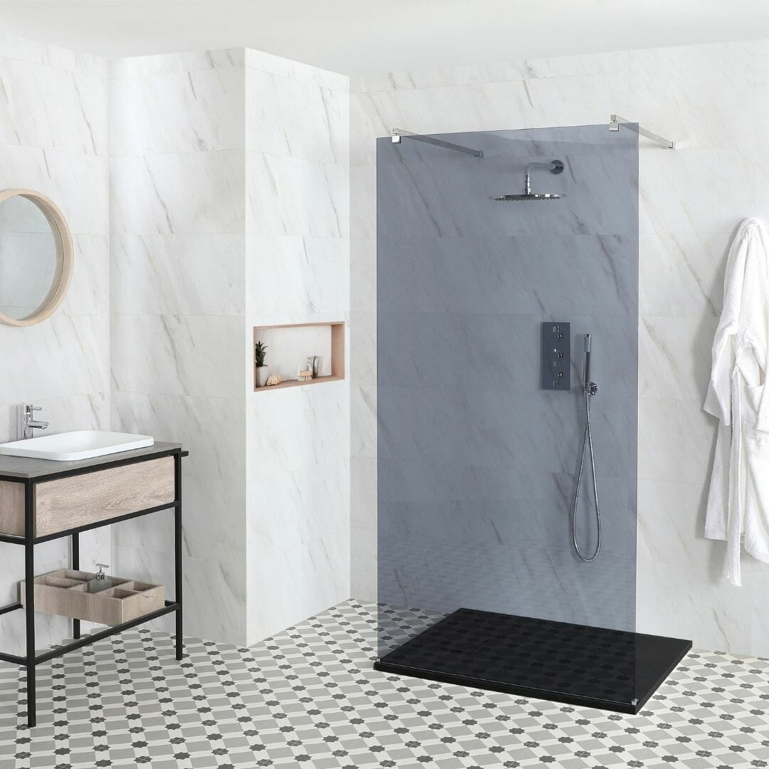 Floating Smoked Glass Shower Enclosure