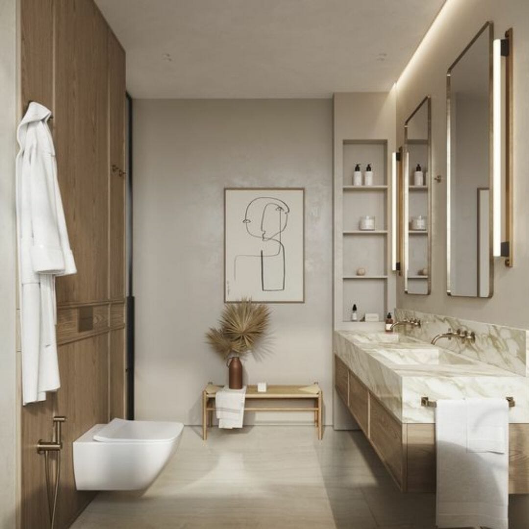 Greige bathroom colours