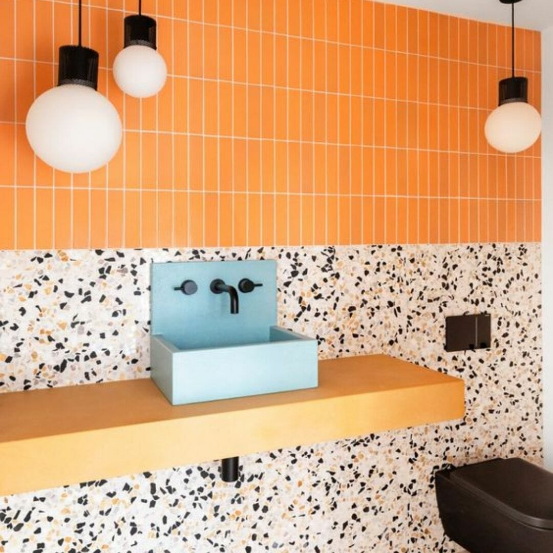 Orange bathroom decor 