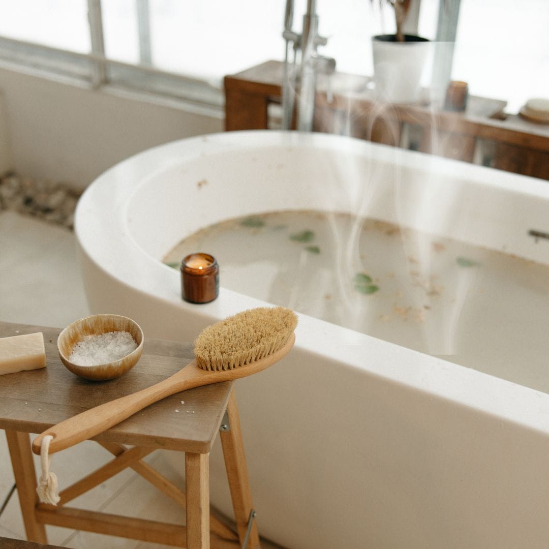 demure bathroom space