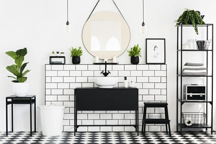 Bathroom view with a lot of plants