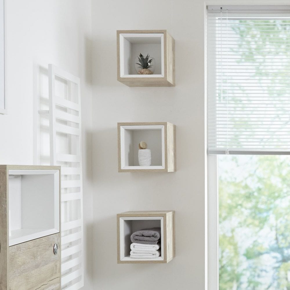 Milano Bexley – Light Oak Modern Single Wall Hung Open Storage Unit – 300mm x 300mm
