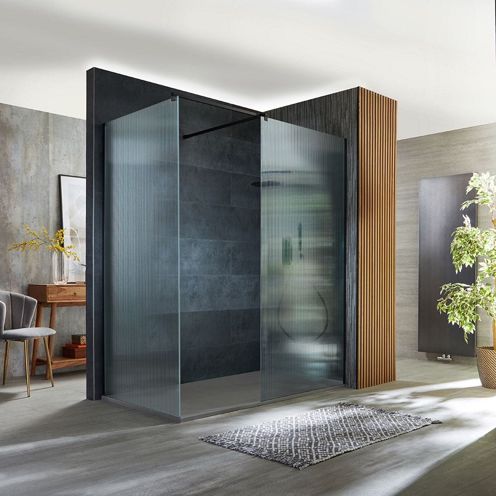 modern fluted shower in renovated bathroom