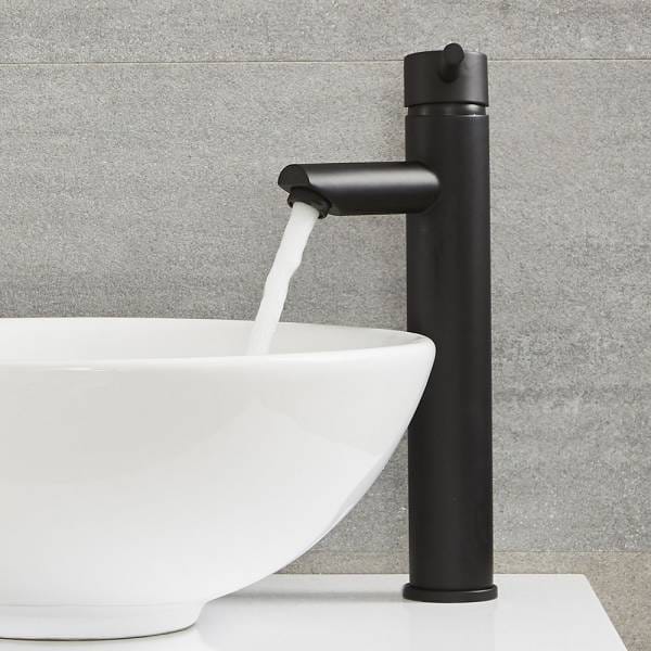 Milano Nero - High Rise Basin Mixer Tap - Black