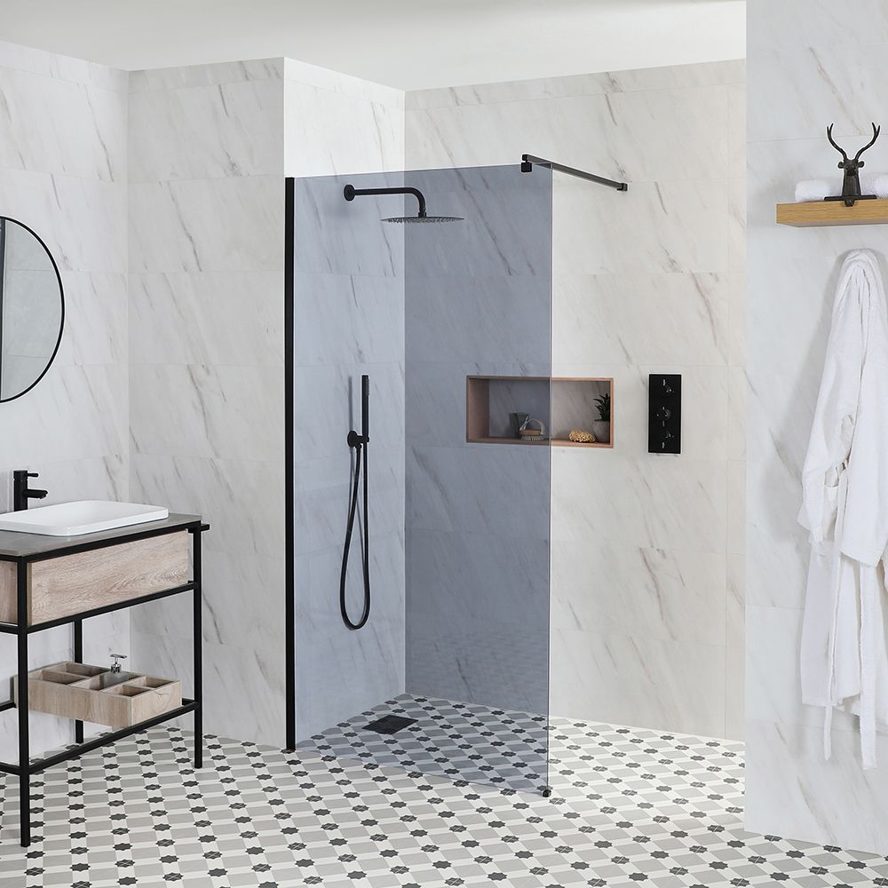 Milano Nero-Luna - Smoked Glass Wet Room Shower Enclosure