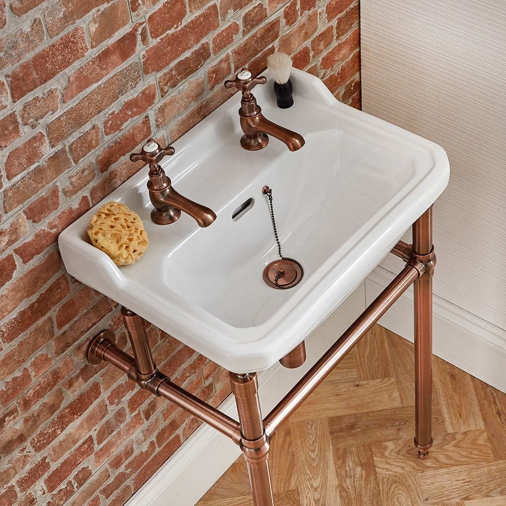 Milano Richmond - 500mm Traditional Basin and Washstand - Copper (2 Tap-Holes)