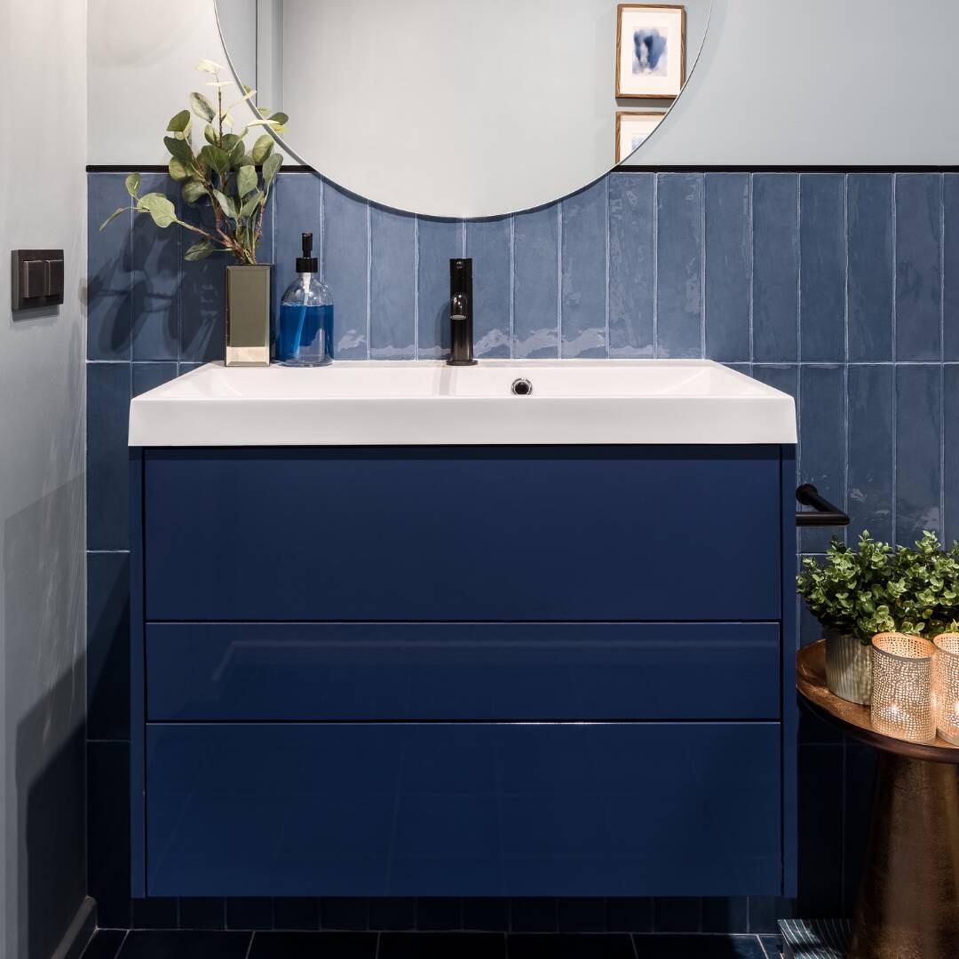 navy blue vanity unit 