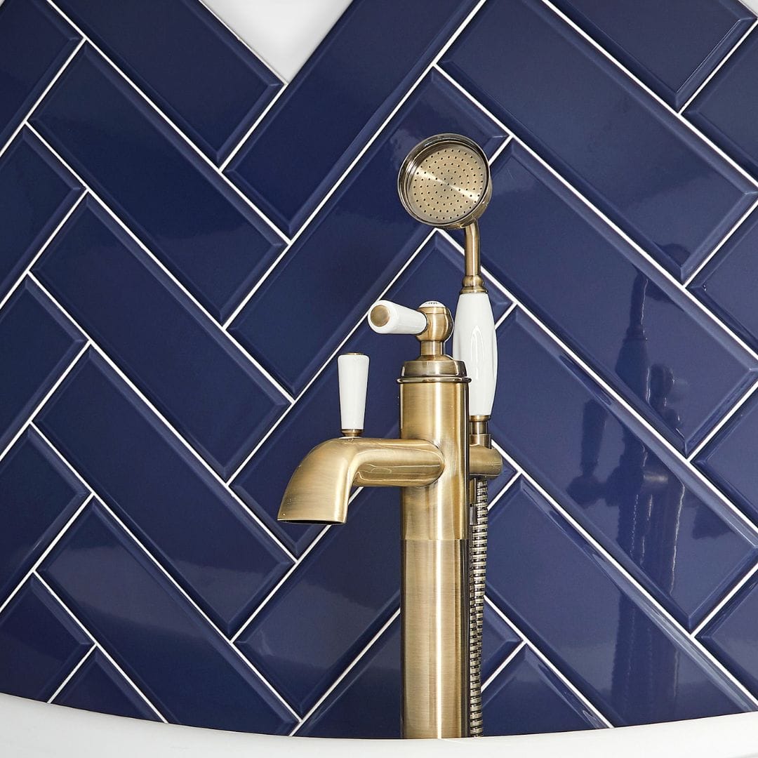 Brushed gold freestanding bath shower mixer tap