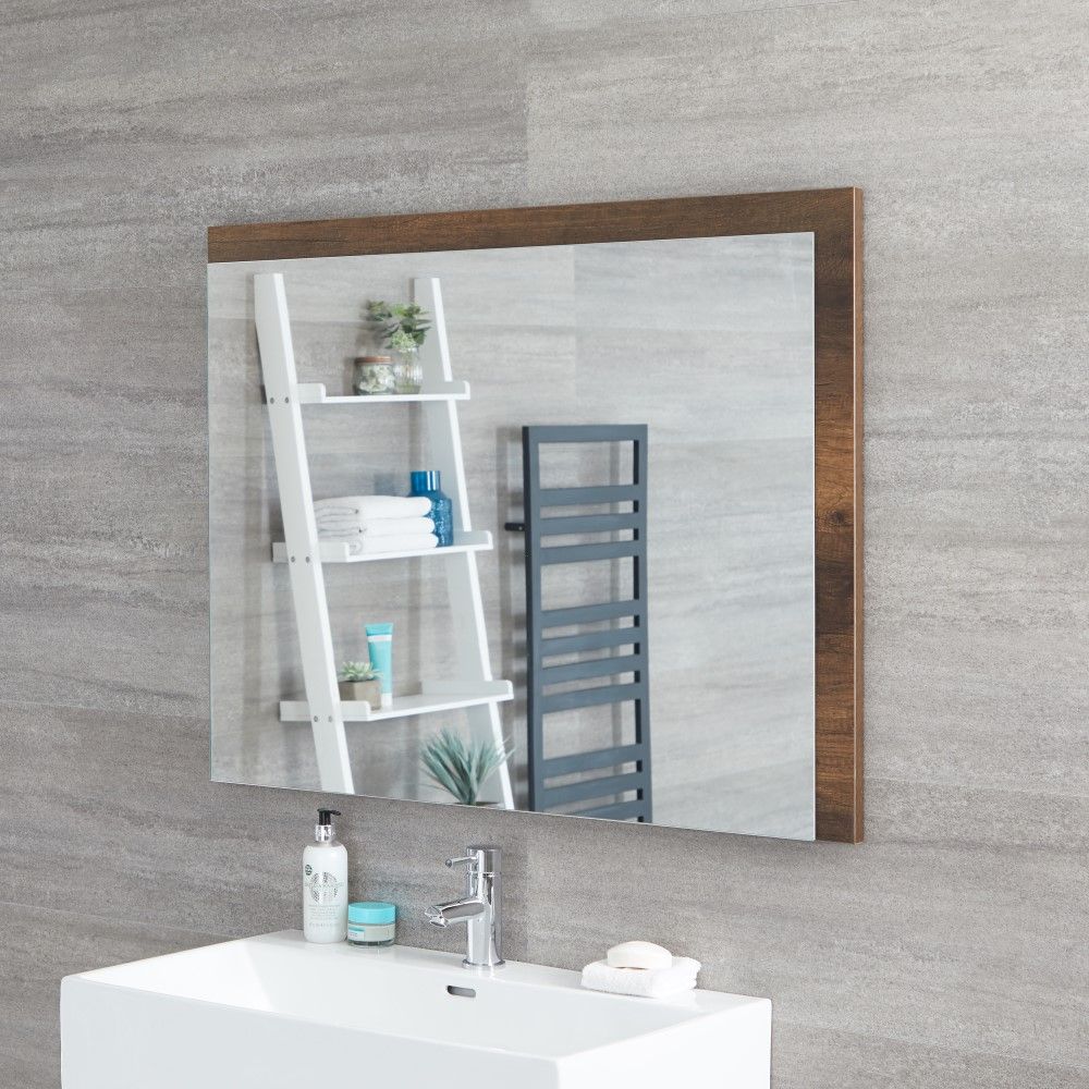 Milano Bexley dark oak modern wall hung mirror