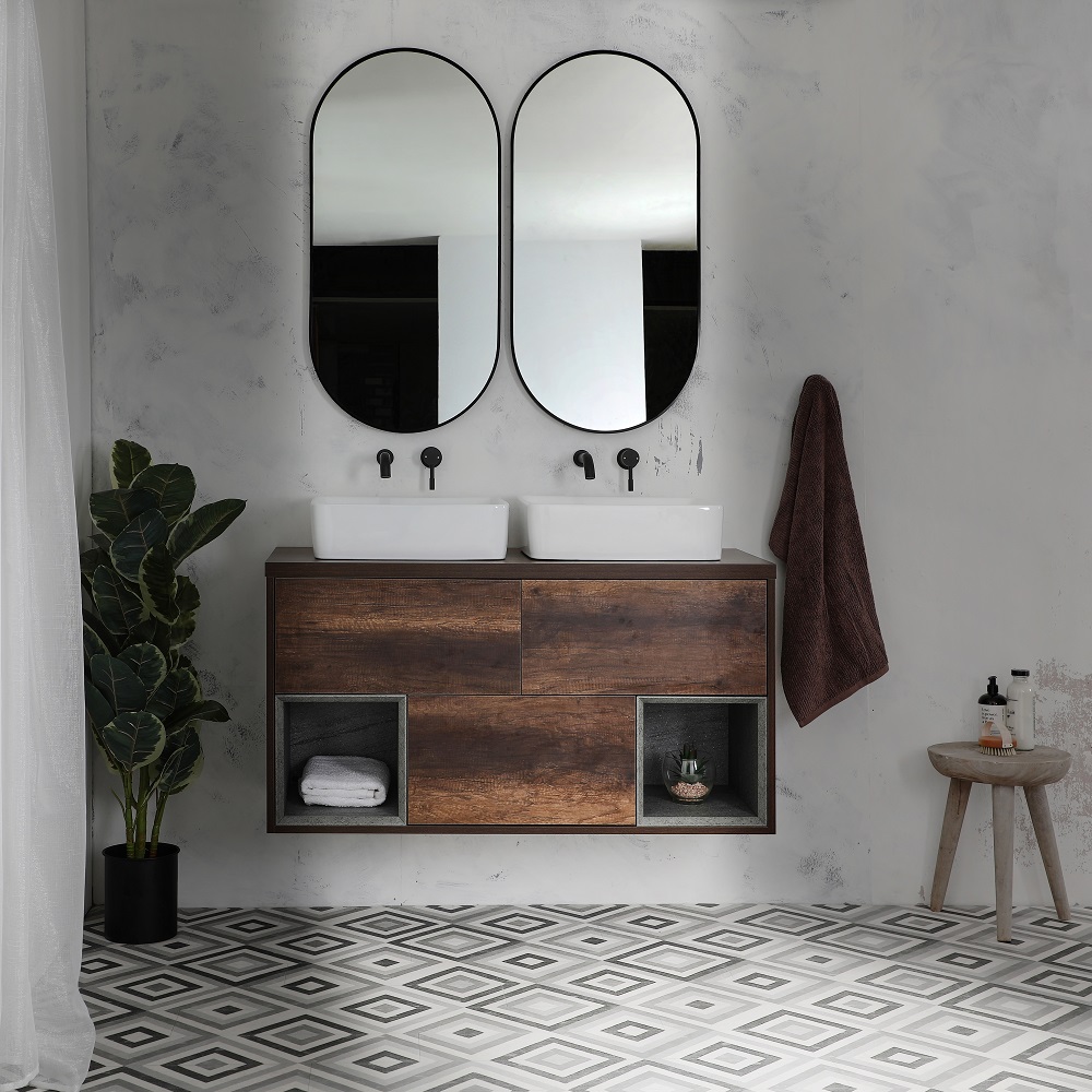 dark oak double vanty unit