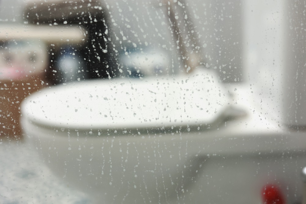 Limescale on a shower screen