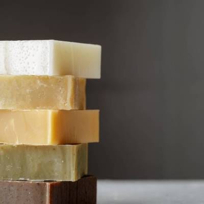 a stack of soap